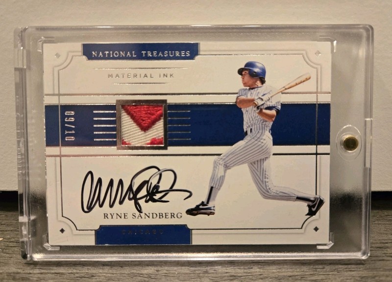 Ryne Sandberg 9/10 Material Ink 2017 National Treasures Auto Patch Autograph HOF