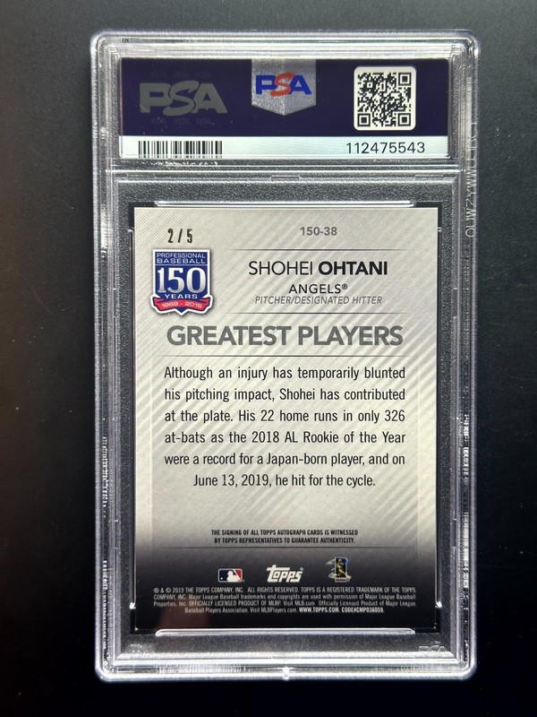 2019 Topps Update Shohei Ohtani #150-38 AUTO 2/5 Angels - PSA 7 - Only 1 higher! view 2