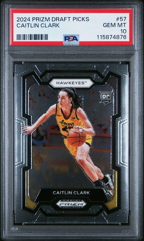 Graded 2024 Panini Prizm Draft Picks Caitlin Clark #57 Rookie RC Card PSA 10 Gem view 1