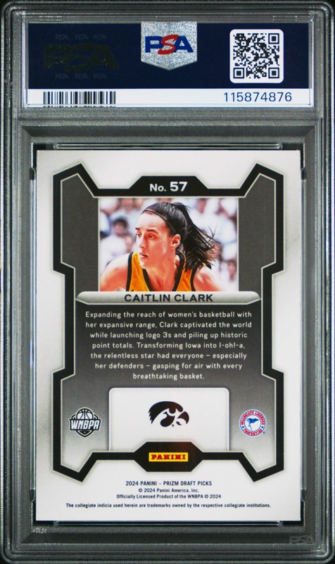 Graded 2024 Panini Prizm Draft Picks Caitlin Clark #57 Rookie RC Card PSA 10 Gem view 2