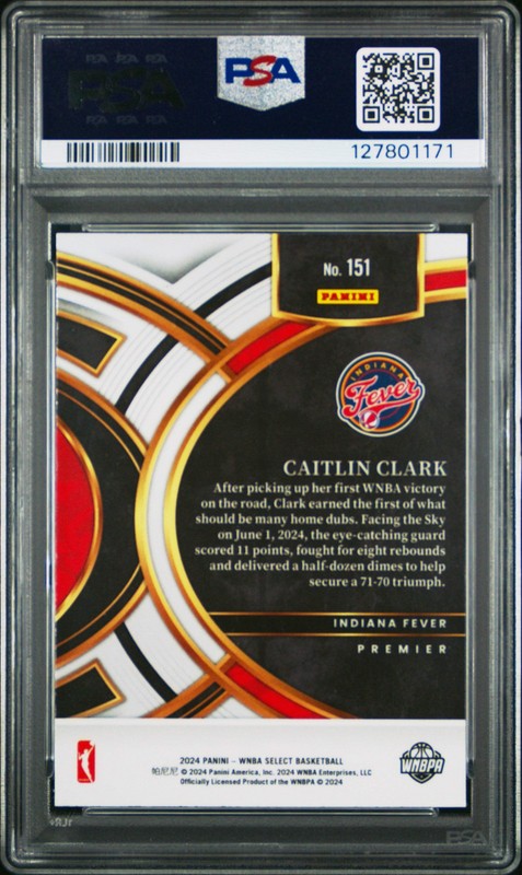 Graded 2024 Panini Select WNBA Caitlin Clark #151 Rookie RC Card PSA 10 Gem Mint view 2