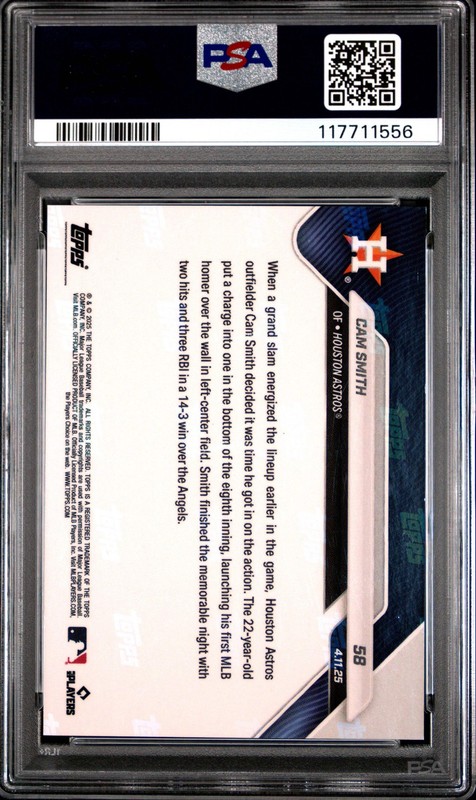 Graded 2025 Topps Now Cam Smith #58 Gold Foil /50 Rookie RC Baseball Card PSA 10 view 2