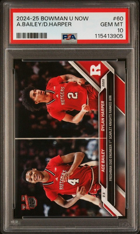Graded 2024 Topps Bowman U Now Dylan Harper/Ace Bailey #60 Rookie RC Card PSA 10