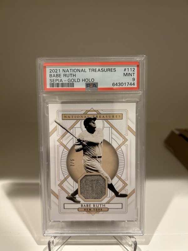 BABE RUTH 2021 GAME USED WORN JERSEY MATERIAL MEMORABILIA FABRIC 2/5 PATCH PSA 9