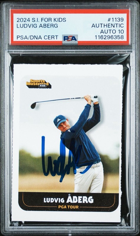 2024 SI For Kids #1139 Ludvig Aberg Signed Golf Rookie Card Psa/Dna Auto 10 RC