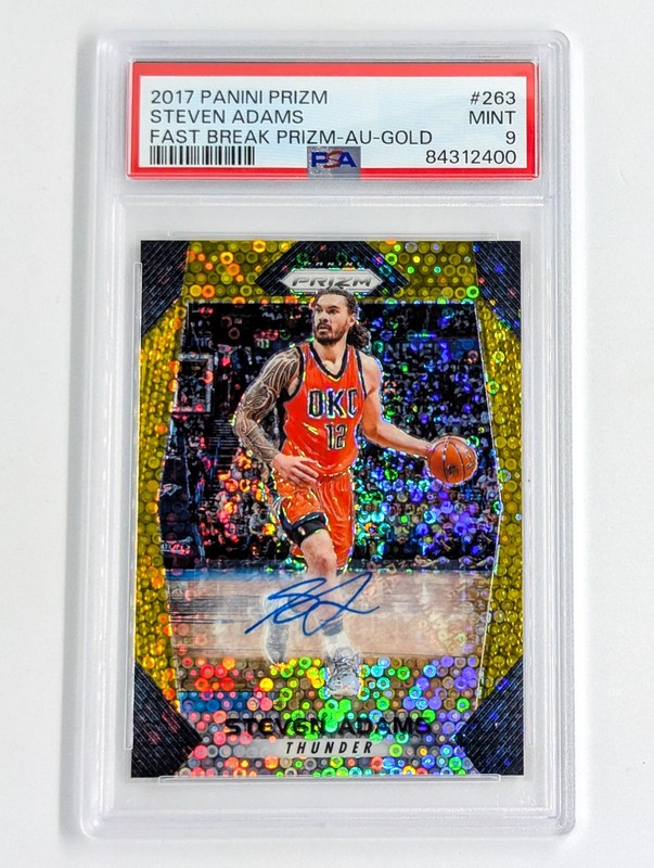 2017-18 Panini Prizm Fast Break Gold Prizm Auto #263 Steven Adams /10 PSA 9