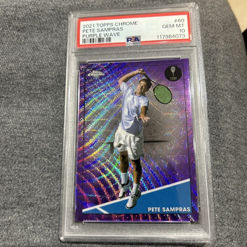 2021 TOPPS CHROME TENNIS Purple Wave Refractor PETE SAMPRAS #/199 PSA 10