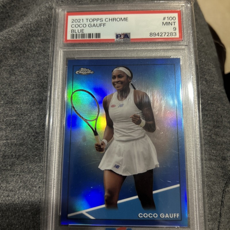 2021 Topps Chrome Blue Refractor #100 Coco Gauff RC #25/99 PSA 9