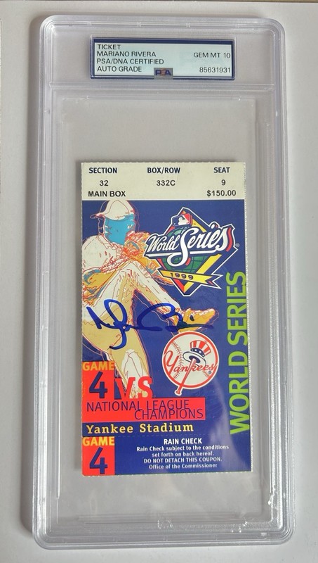 Mariano Rivera Signed 1999 World Series Ticket Clincher MVP PSA/DNA 10 Auto