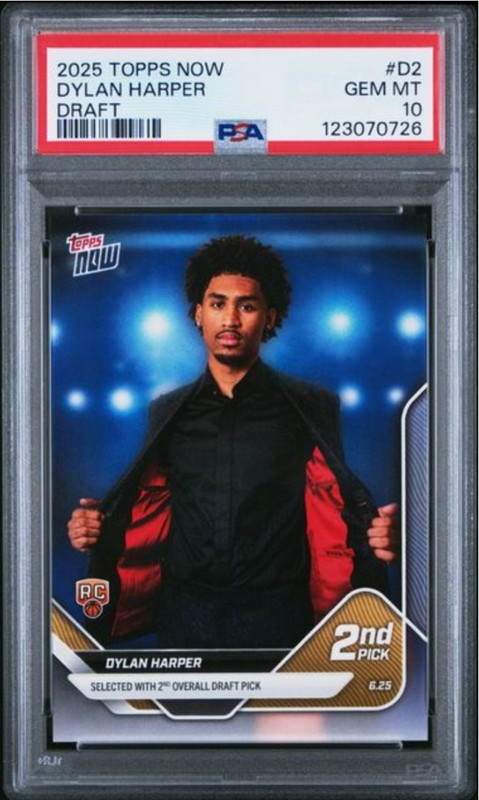 Graded 2025 Topps Now Dylan Harper #D2 Draft Rookie RC Basketball Card PSA 10