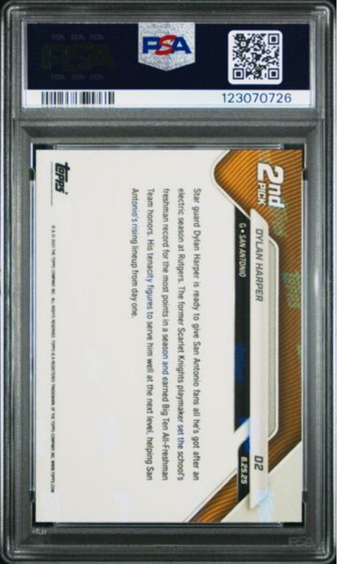 Graded 2025 Topps Now Dylan Harper #D2 Draft Rookie RC Basketball Card PSA 10 view 2