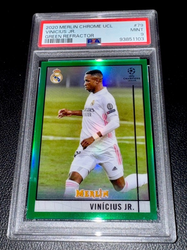 Vinicius Vini Jr 2020 Merlin Green Refractor /99 PSA 9! # 79 Topps Chrome UCL!!