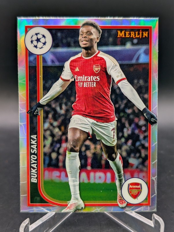 Bukayo Saka 2023-24 Topps Merlin UEFA Club Competitions Refractor #11 Arsenal FC view 1