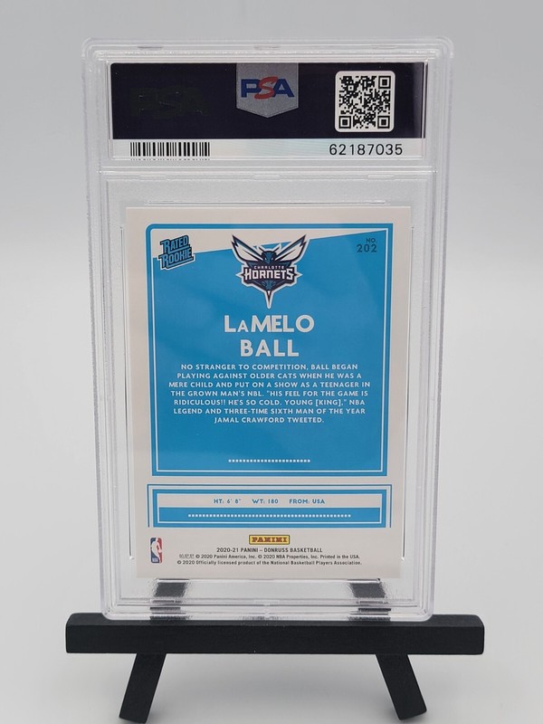 Lamelo Ball Rated 2020-21 Donruss Rookie RC #202 PSA 10 GEM MINT Hornets view 2