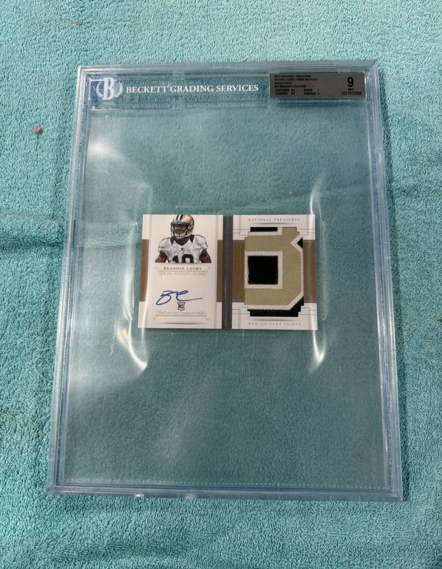 2014 National Treasures NFL BRANDON COOKS Rookie Patch Auto Booklet /99 BGS 9