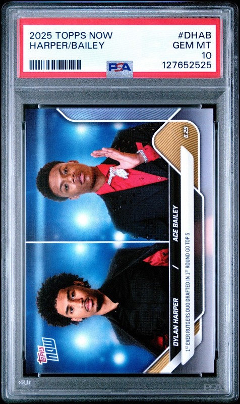 Graded 2025 Topps Now Dylan Harper Ace Bailey #DHAB RC Basketball Card PSA 10