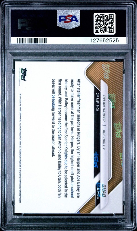Graded 2025 Topps Now Dylan Harper Ace Bailey #DHAB RC Basketball Card PSA 10 view 2