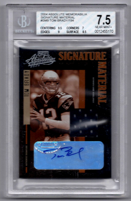 TOM BRADY 2004 PLAYOFF SIGNATURE MATERIAL GAME USED SIGNED AUTO 10 BGS 7.5 CARD