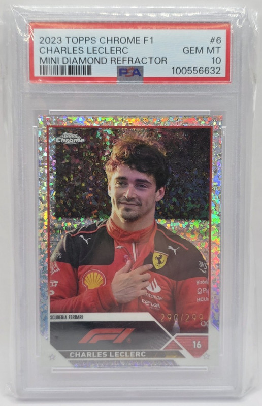 2023 Topps Chrome F1 Charles LeClerc Mini Diamond Refractor PSA 10 Gem Mt #6 view 1
