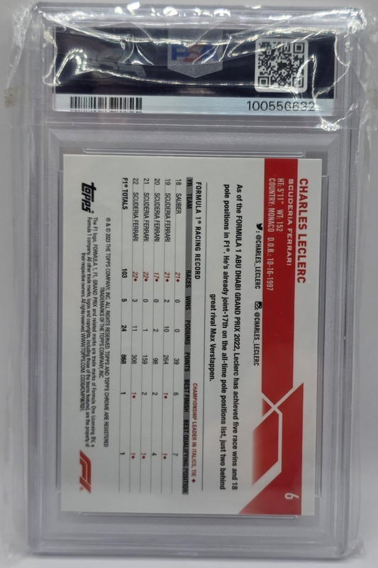2023 Topps Chrome F1 Charles LeClerc Mini Diamond Refractor PSA 10 Gem Mt #6 view 2