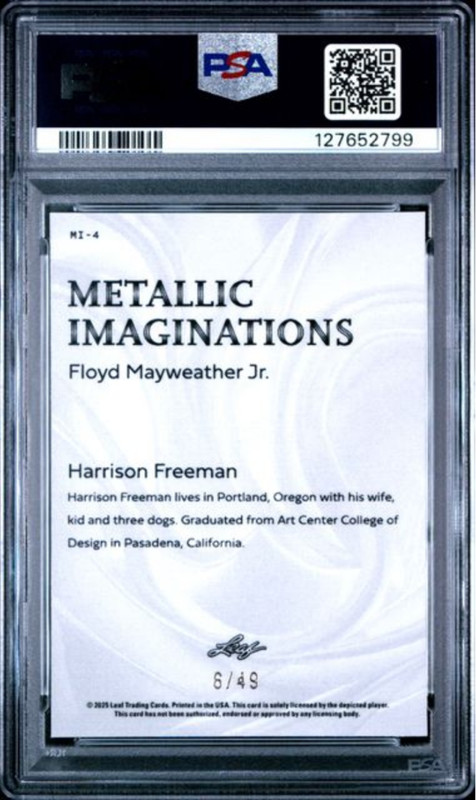 Graded 2025 Leaf Floyd Mayweather Jr #MI4 Metallic Series 2 Blue /49 Card PSA 9 view 2
