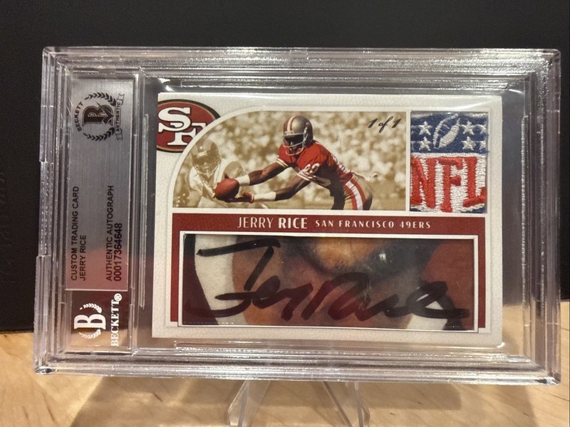 Jerry Rice San Francisco 49ers Signed Custom Cut LOGOMAN PATCH AUTO #1/1 BAS BGS