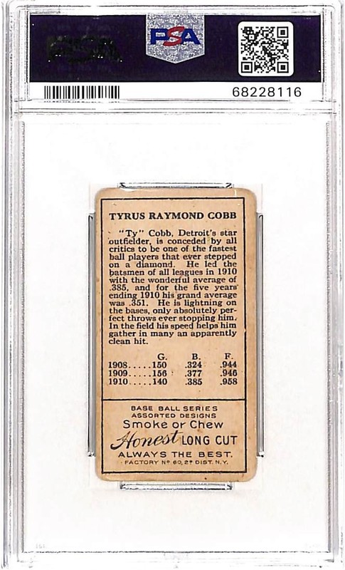 1911 T205 Gold Border TY COBB Tigers PSA 1.5 Honest Long Cut view 2
