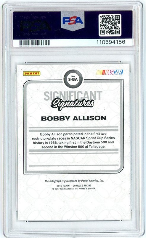 2017 Donruss Racing Bobby Allison Significant Signatures Gold Auto – PSA 9 MINT view 2