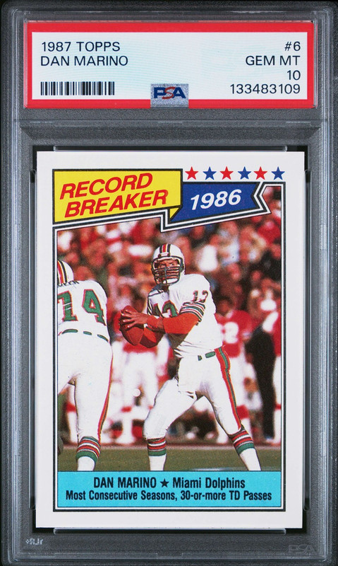 DAN MARINO 1987 Topps Record Breaker #6 PSA 10 Miami Dolphins MVP HOF🏈🐬🏆