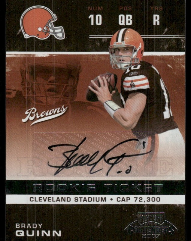 L730 BRADY QUINN RC AUTO 2007 CONTENDERS ROOKIE TICKET #115 NOTRE DAME BROWNS