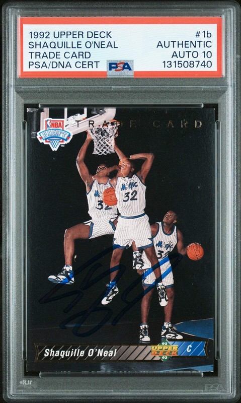 Graded 1992-93 Upper Deck Shaquille O'Neal #1b Rookie RC Card PSA 10 Auto Grade