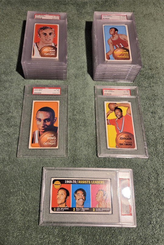 Vintage 1970 Topps Basketball Cards, Great Lot of 22 Tall Boys, All PSA Grade 6