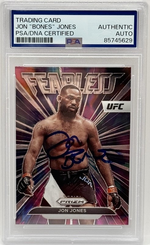Jon Bones Jones Signed 2023 Panini Prizm Fearless UFC Card PSA/DNA Slabbed