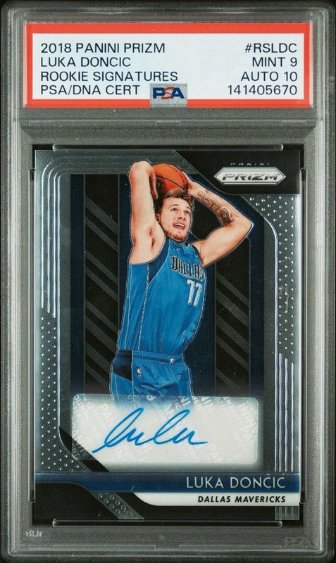 2018-19 Panini Prizm Luka Doncic Rookie Signatures Auto RC #RS-LDC PSA 9 Auto 10