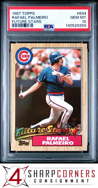1987 TOPPS FUTURE STARS #634 RAFAEL PALMEIRO RC CUBS PSA 10