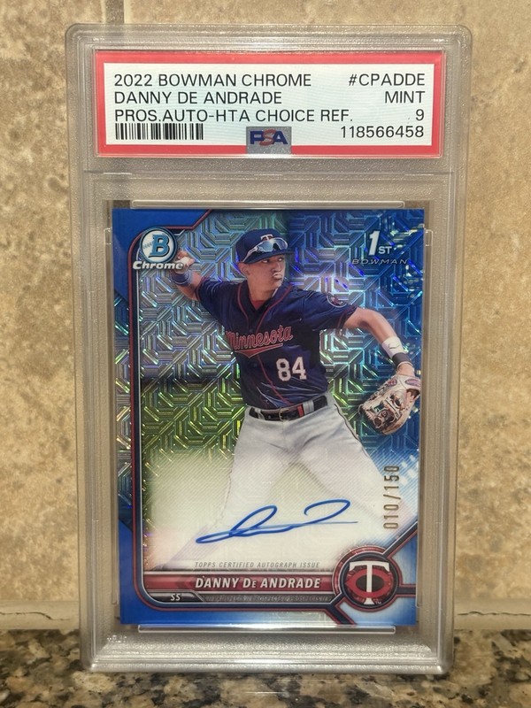 2022 BOWMAN CHROME PROSPECT AUTO HTA CHOICE DANNY DE ANDRADE 10/150 PSA 9  