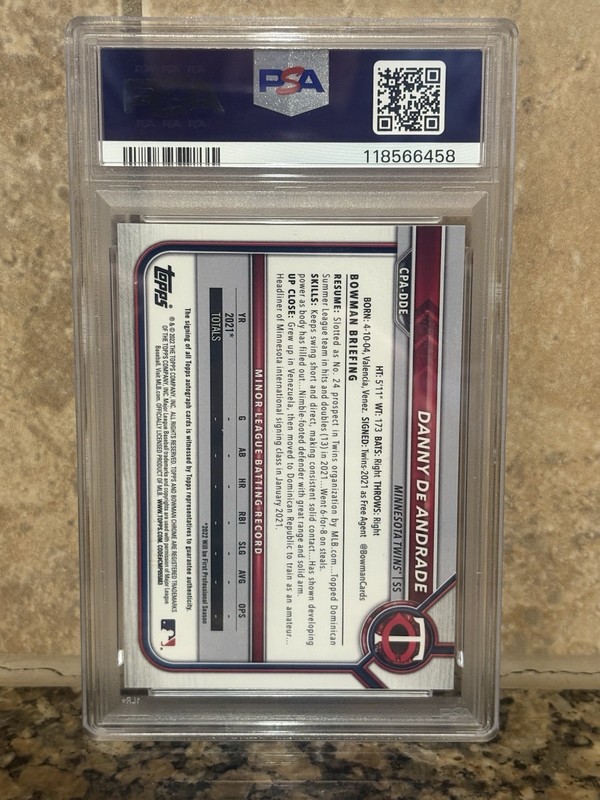 2022 BOWMAN CHROME PROSPECT AUTO HTA CHOICE DANNY DE ANDRADE 10/150 PSA 9   view 2