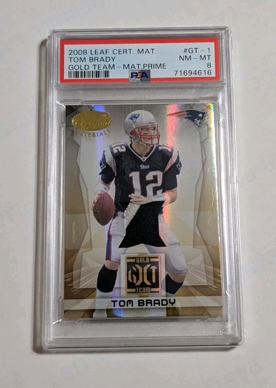2008 Leaf Certified Materials Tom Brady Game Worn Prime Patch #'d 13/25 PSA 8 