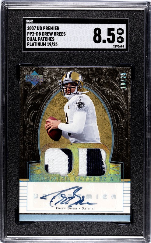 Drew Brees 2007 Upper Deck Premier Auto Platinum /25 Game-Used Prime Patches