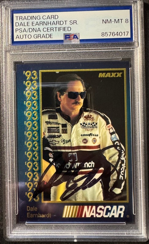 1993 Maxx NASCAR Dale Earnhardt Sr. Signed On Card Auto - PSA 8
