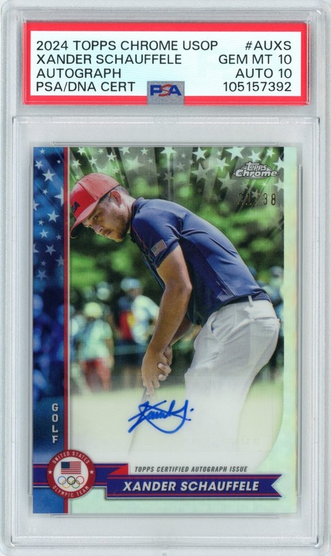 2024 Topps Chrome US Olympic Xander Schauffele Refractor Auto /38 PSA 10 Auto 10