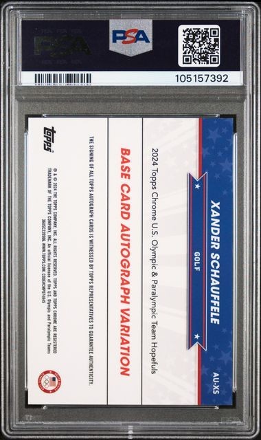 2024 Topps Chrome US Olympic Xander Schauffele Refractor Auto /38 PSA 10 Auto 10 view 2