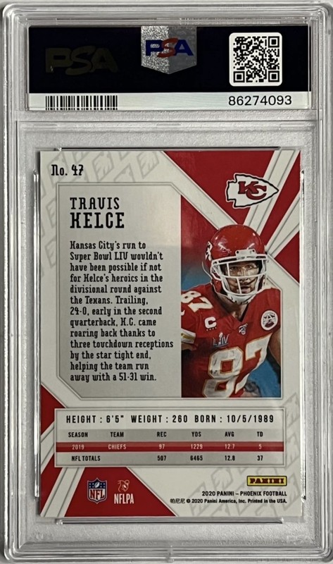 2020 Panini Phoenix White Shimmer #47 Travis Kelce LOW POP PSA 10 view 2