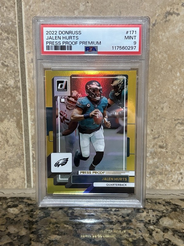 2022 PANINI DONRUSS PRESS PROOF PREMIUM #171 JALEN HURTS PSA 9