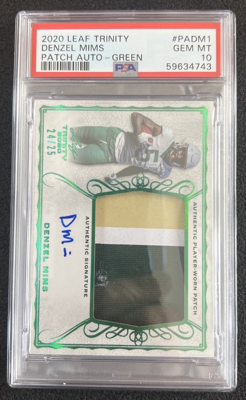 New York Jets Denzel Mims RPA Patch Auto PSA 10 /25 RC