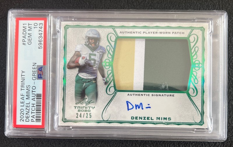 New York Jets Denzel Mims RPA Patch Auto PSA 10 /25 RC view 2