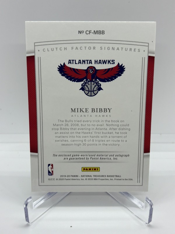 2019-20 National Treasures Mike Bibby Clutch Factor Signatures Auto Patch /99 view 2