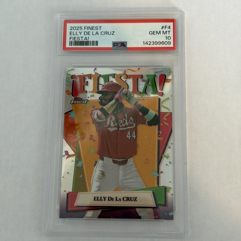 2025 Topps Finest Elly De La Cruz #F4 Fiesta! PSA 10 GEM MINT - Reds SP view 1