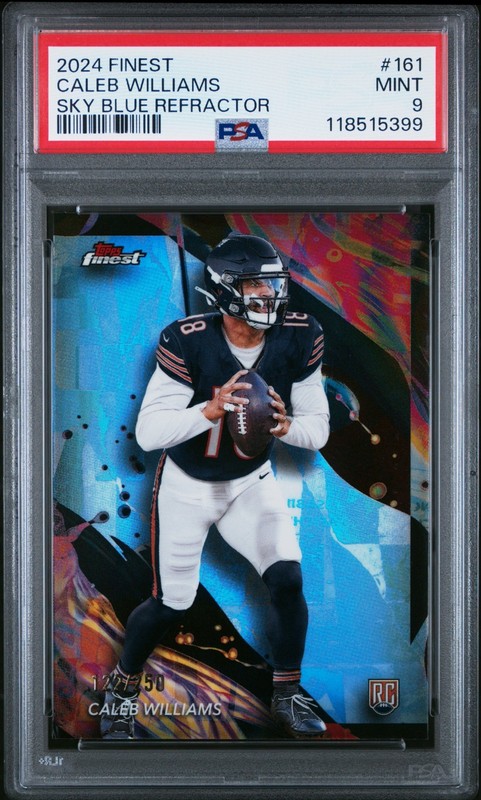 Caleb Williams RC 2024 Topps Finest Sky Blue Refractor #161 PSA MINT 9 /250