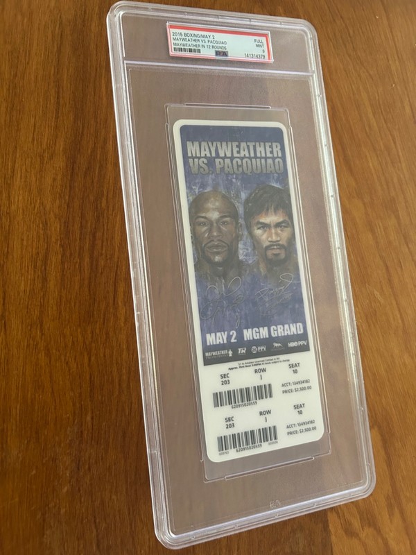 RARE 2015  FLOYD MAYWEATHER VS. MANNY PAQUIAO  FULL BOXING TICKET PSA 9!!!!!
